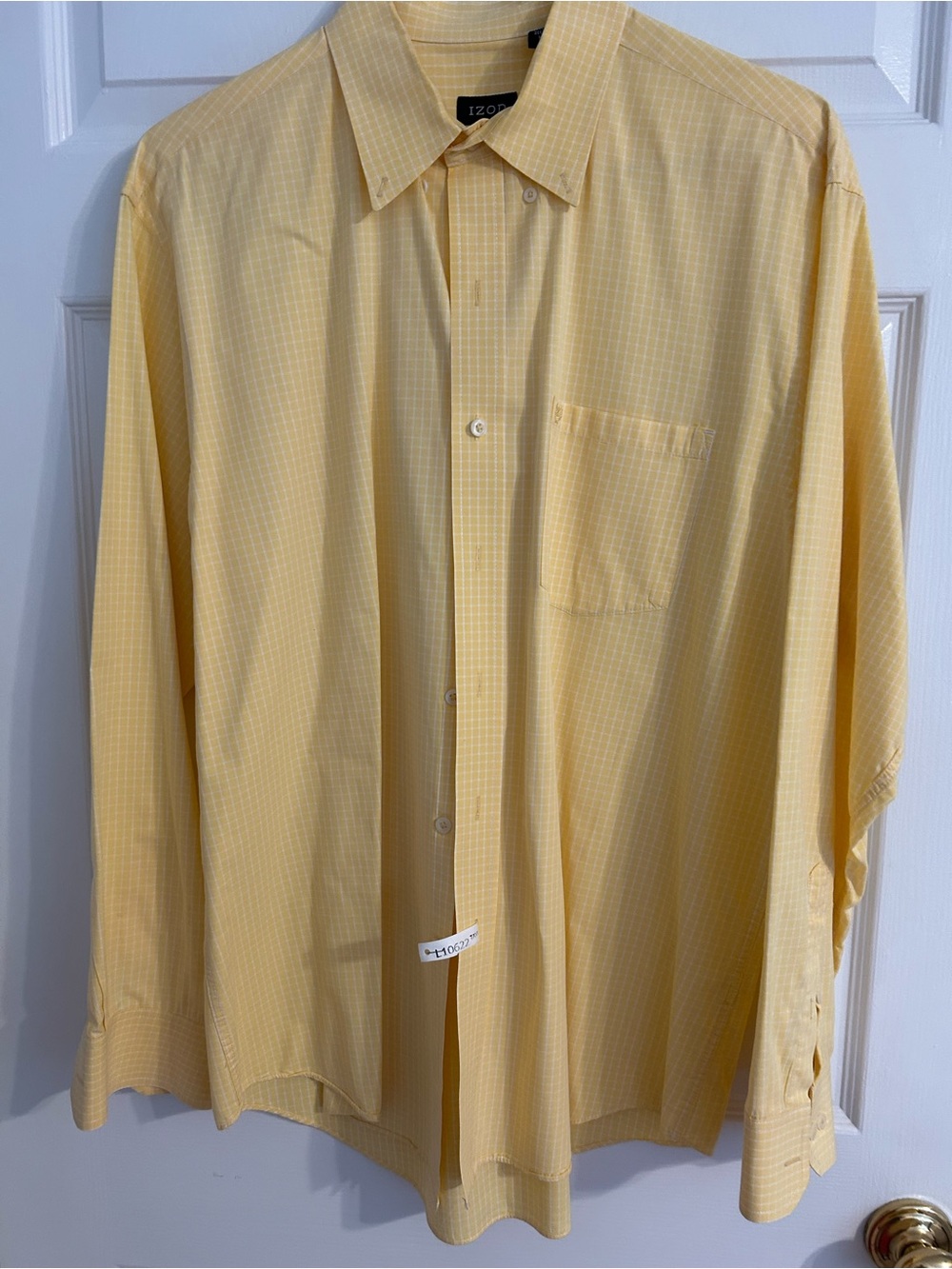 Izod Yellow Windowpane Dress Shirt